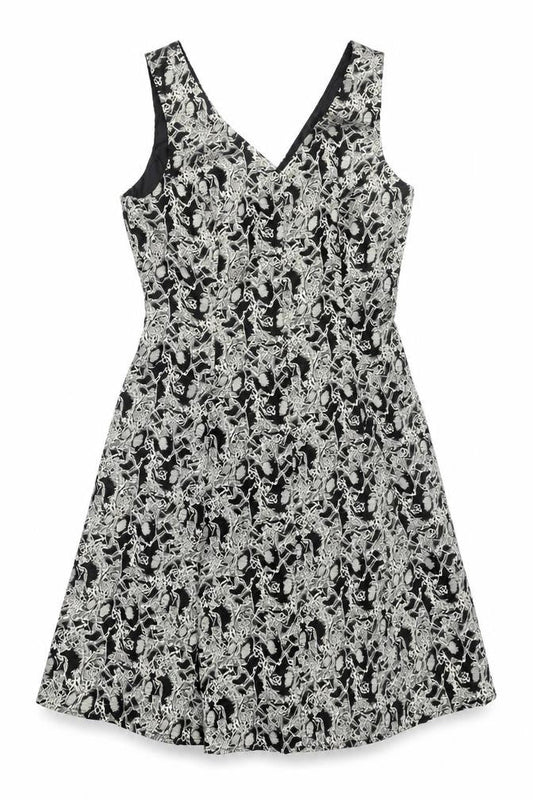 George Womens Black Gold Jacquard A-Line Dress Size 12