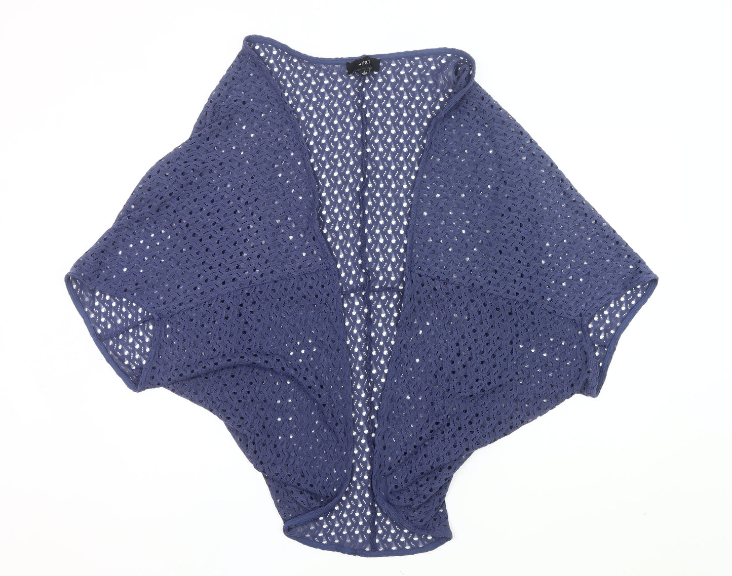 Next Women's Blue Cotton Crochet Shrug Size S Open-Knit Summer Casual