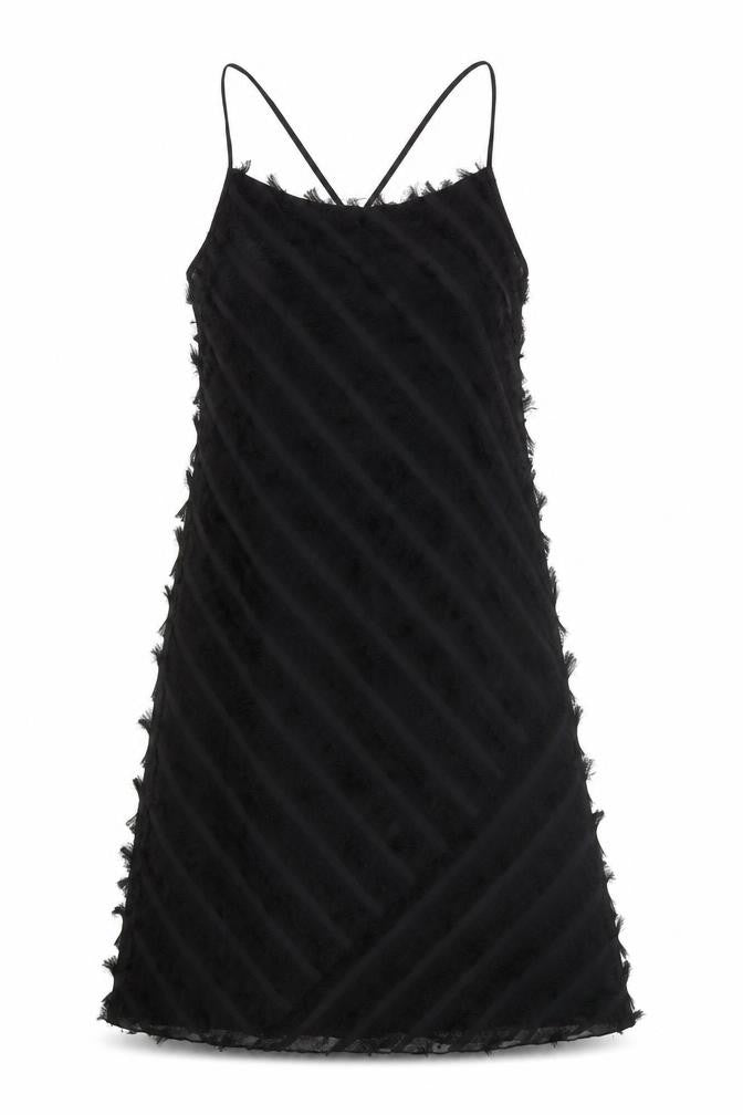 Great Plains Women’s Black Slip Dress Size S Midi Sleeveless Fringe