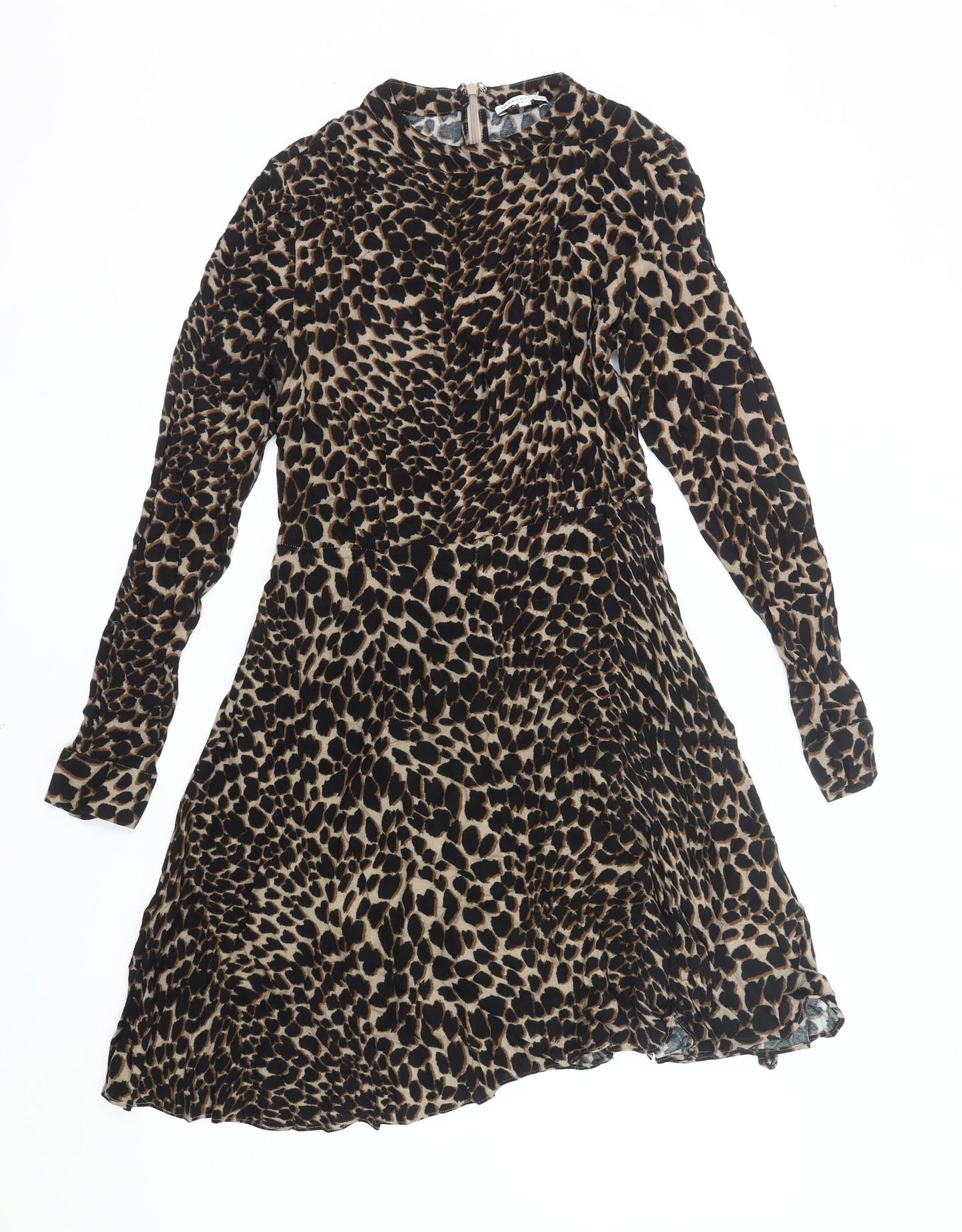 Warehouse Women’s Brown Leopard Print A-Line Dress Size 10