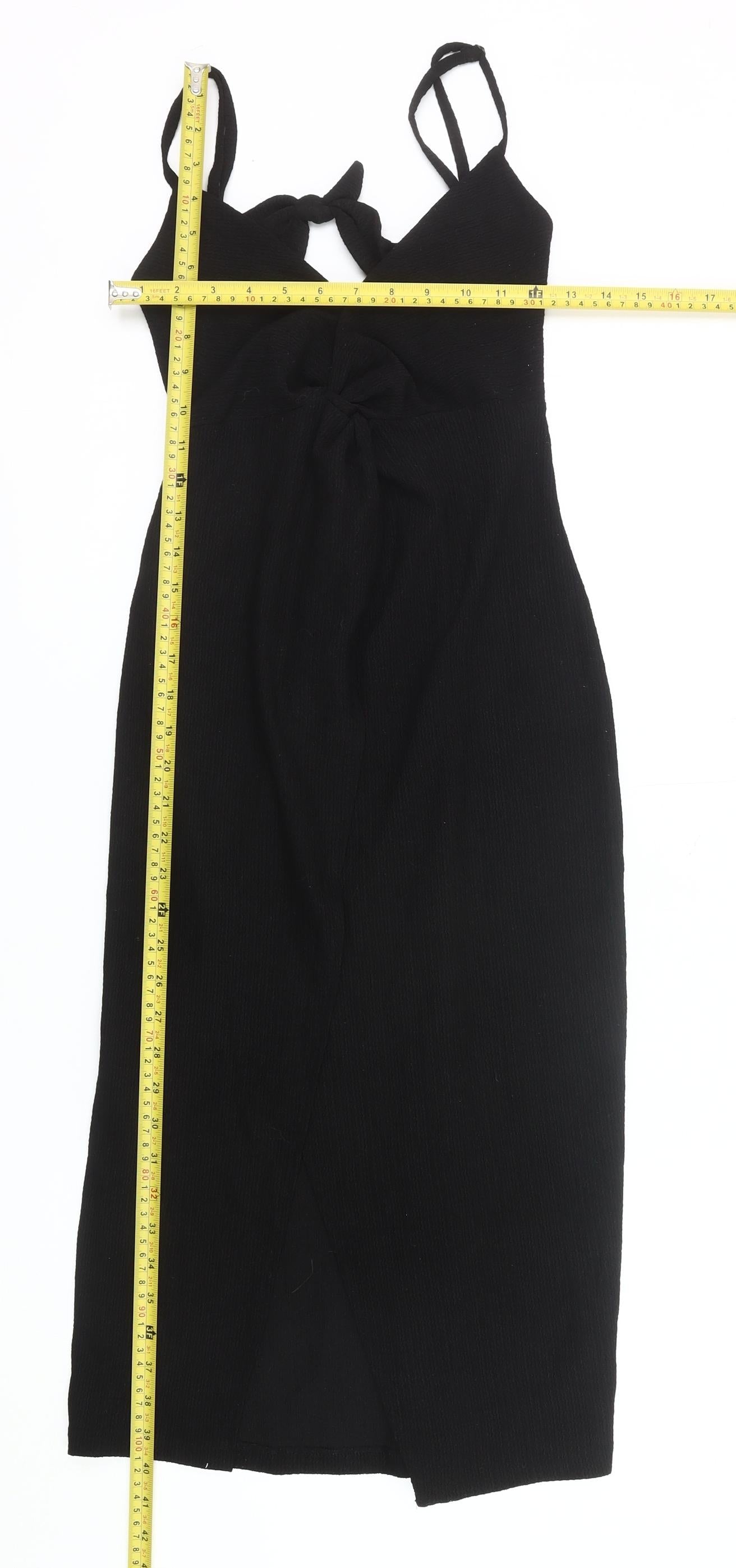 Bershka Women’s Black XS Bodycon Midi Dress Cut Out Party