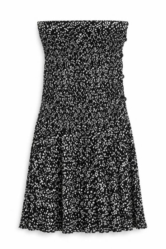 Topshop Womens Black Floral Pleated Midi Skirt UK 14 Boho Summer