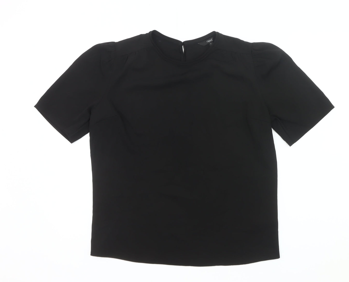 Next Women’s Black Blouse UK 8 Short Sleeve Crew Neck Work Top