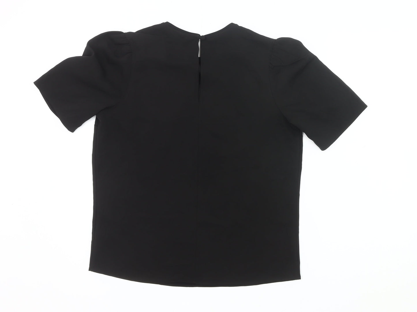 Next Women’s Black Blouse UK 8 Short Sleeve Crew Neck Work Top