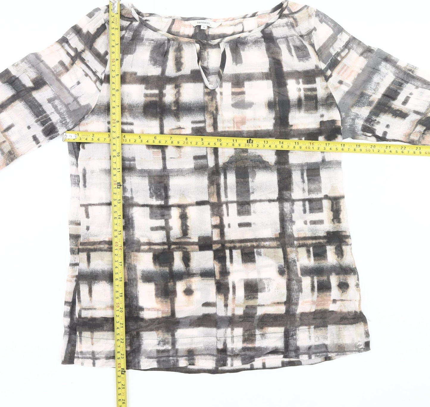 Sandwich Women’s Multicoloured Tunic Blouse M 3/4 Sleeve Cotton Silk