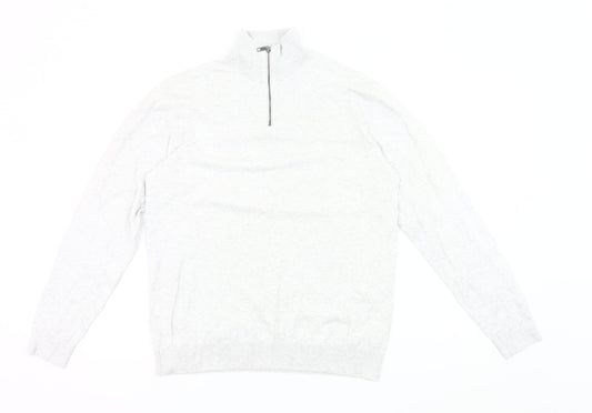 Next Men’s Grey M Cotton Nylon 1/4 Zip High Neck Jumper