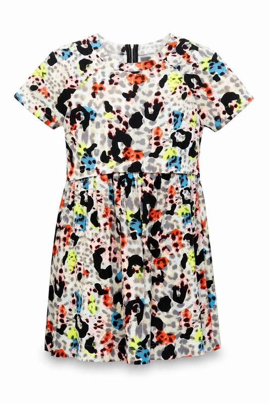 Topshop Women’s Multicolour Animal Print Shift Dress UK 10 Short Sleeve