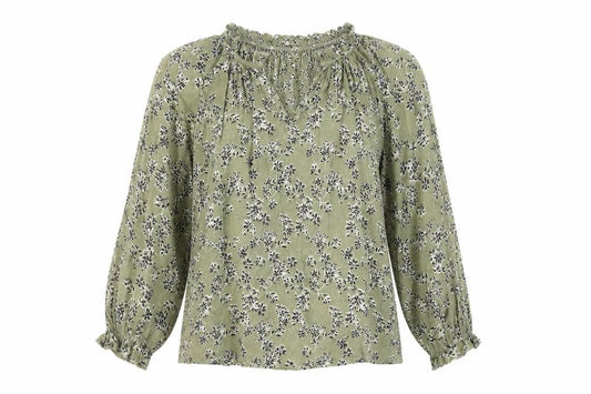 Part Two Womens Green Floral Viscose Blouse Size 6 Tunic Style