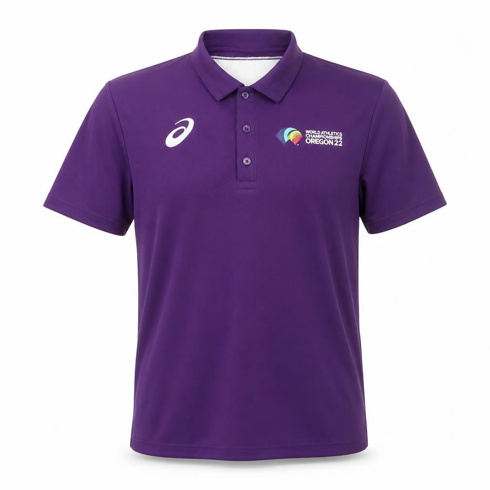 Asics Men’s Purple Polo Shirt Medium Sports Logo Oregon 22