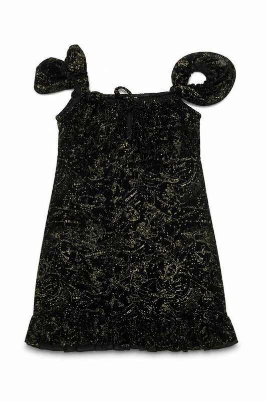 New Girl Order Women’s Black Size 12 Mini Velvet Star Print Party Dress