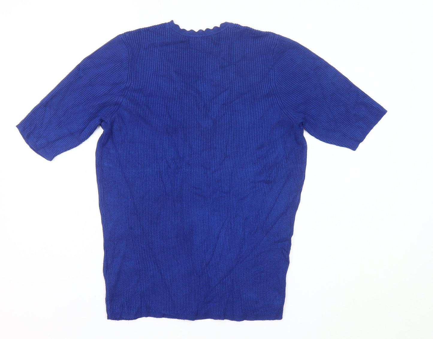 Marks and Spencer Women’s Blue V-Neck Short Sleeve Knit Jumper Size L