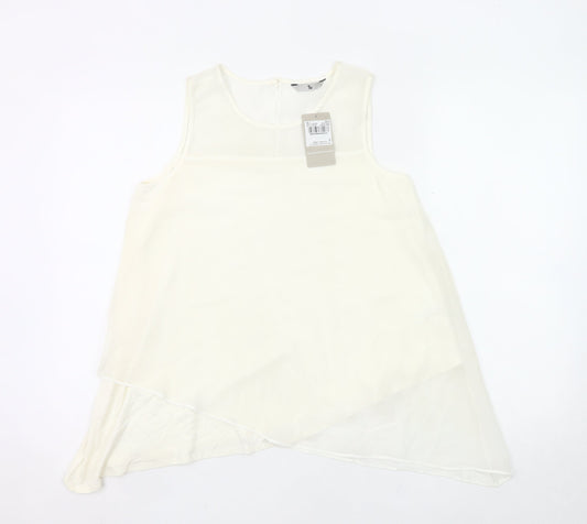 Tu Women’s Ivory Sleeveless Tunic Blouse Size 8 Viscose Blend