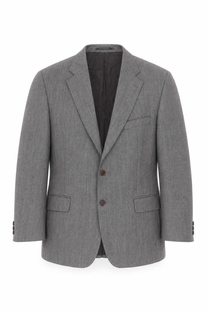 Magee Men's Grey Wool Herringbone Blazer Jacket 44R Classic Fit
