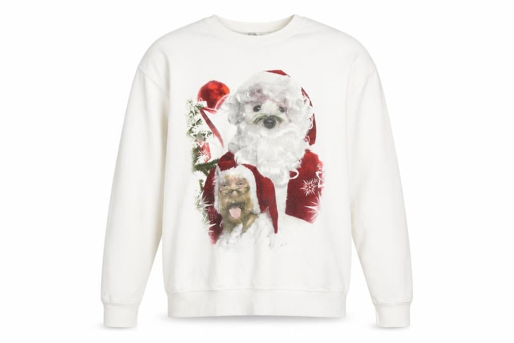 American Rag Men’s White Christmas Dog Print Sweatshirt L