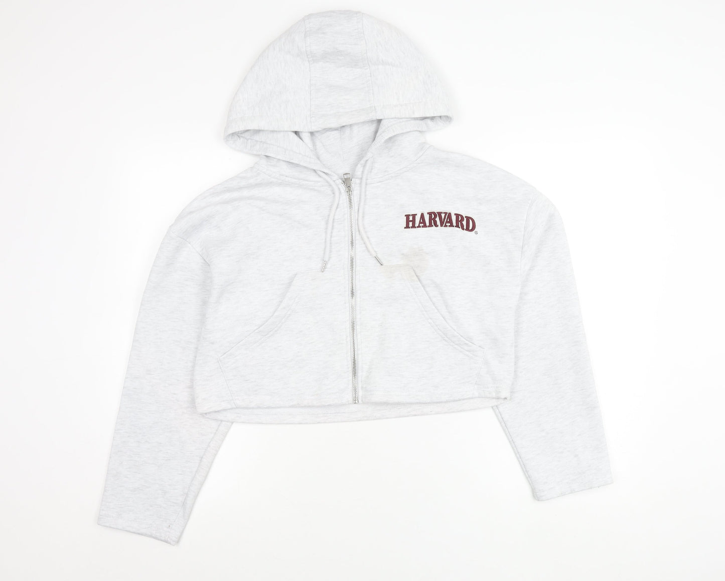 Primark Women’s Grey Cropped Harvard Hoodie Jacket Size 12