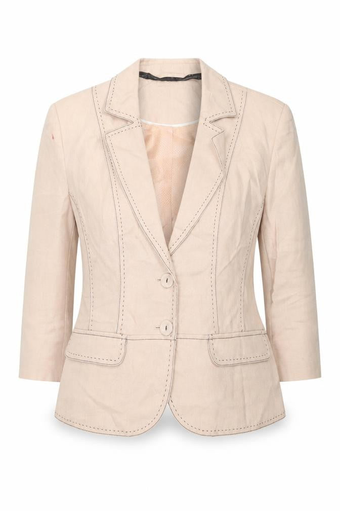 Next Women Beige Size 10 Tailored Suit Jacket Blazer Ramie