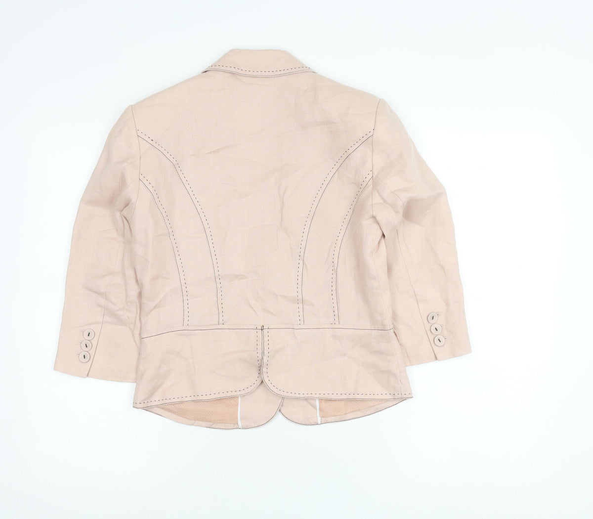 Next Women Beige Size 10 Tailored Suit Jacket Blazer Ramie