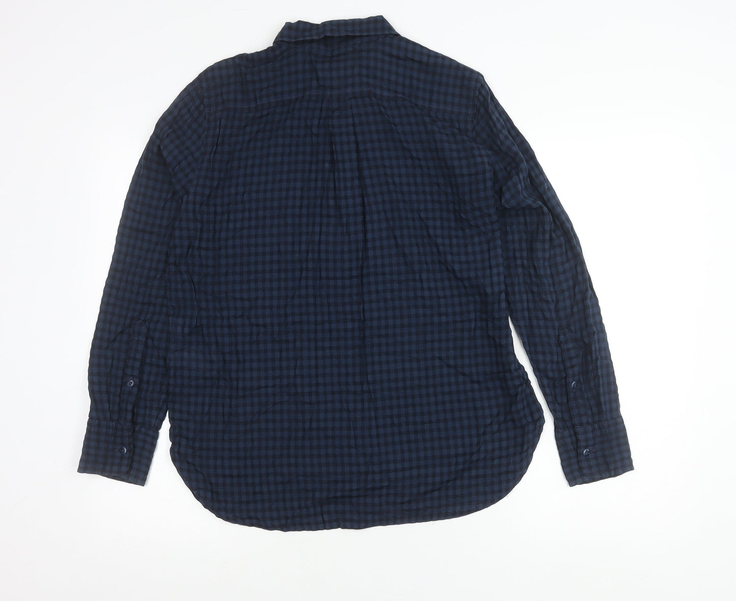 J.Crew Women’s Blue Check Button-Up Shirt Size M Long Sleeve Cotton Blend
