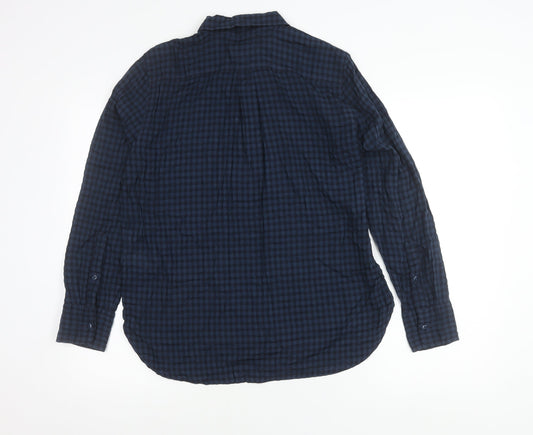 J.Crew Women’s Blue Check Button-Up Shirt Size M Long Sleeve Cotton Blend