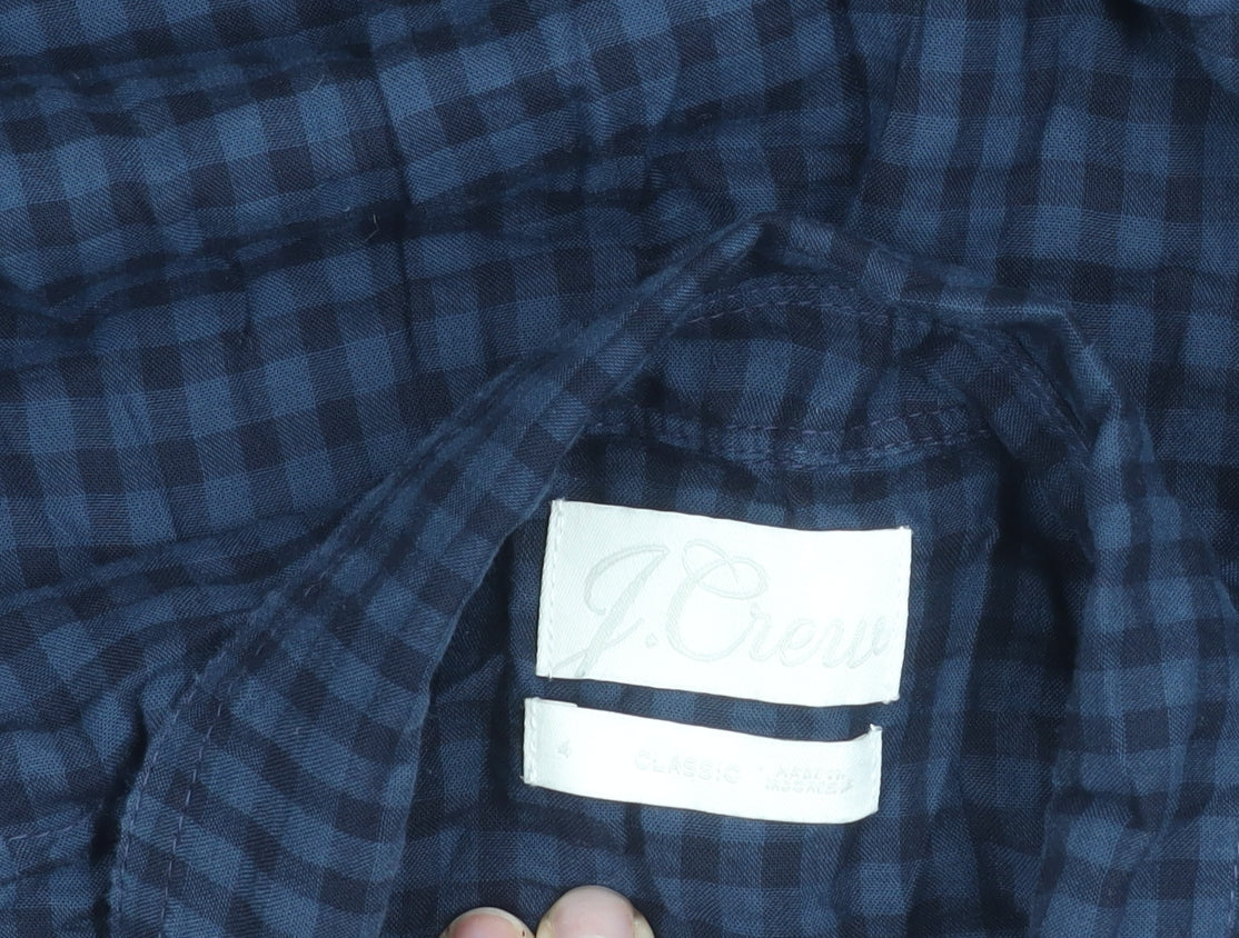J.Crew Women’s Blue Check Button-Up Shirt Size M Long Sleeve Cotton Blend