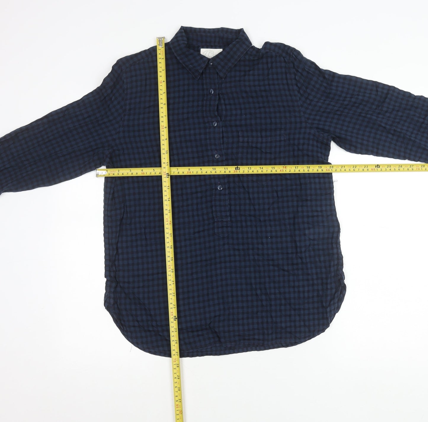 J.Crew Women’s Blue Check Button-Up Shirt Size M Long Sleeve Cotton Blend