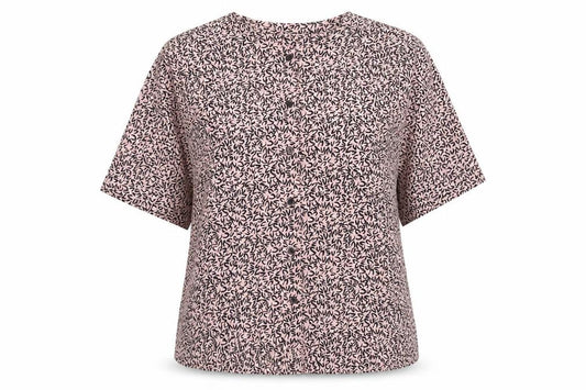 Viyella Women’s Pink Floral Button Blouse UK 12 Short Sleeve