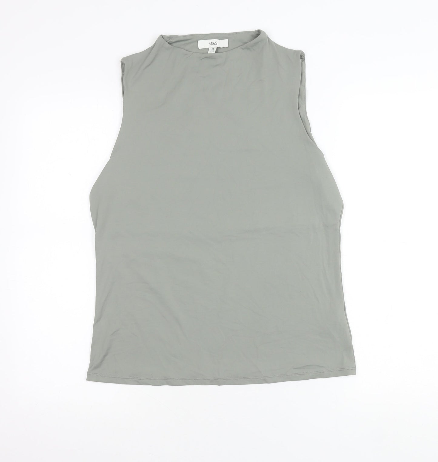 Marks and Spencer Womens Grey Size 16 Mock Neck Sleeveless Tank Top