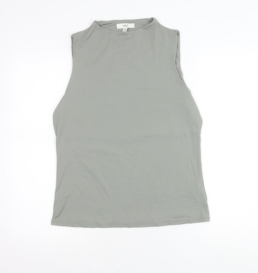 Marks and Spencer Womens Grey Size 16 Mock Neck Sleeveless Tank Top