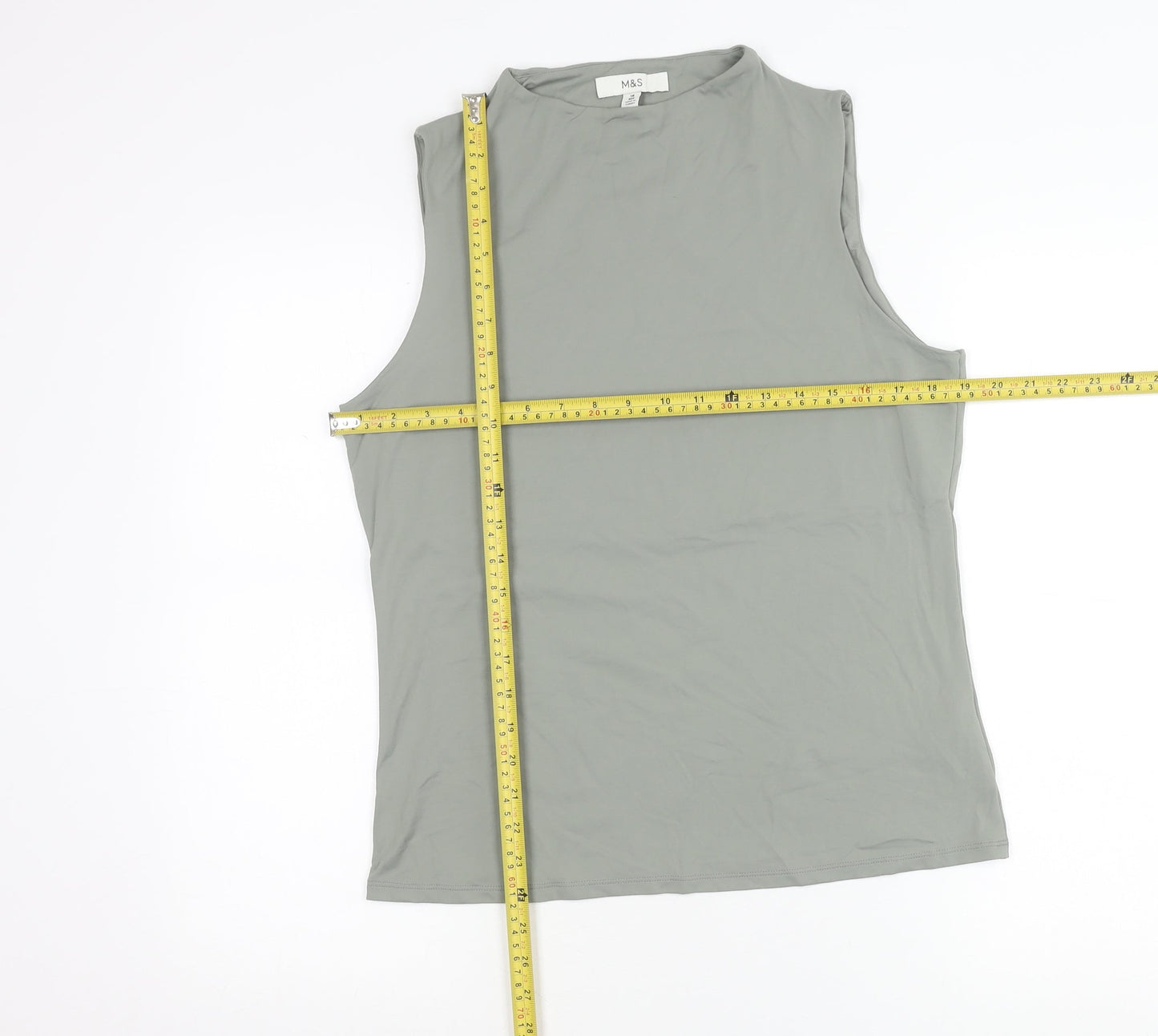 Marks and Spencer Womens Grey Size 16 Mock Neck Sleeveless Tank Top
