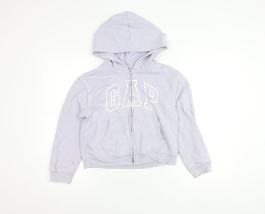 GAP Kids Girls Purple Hoodie Jacket Age 10-11 Years Full Zip Logo