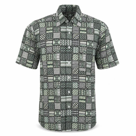 Osborn Men’s Green Geometric Aztec Short Sleeve Button-Up Shirt M 40in