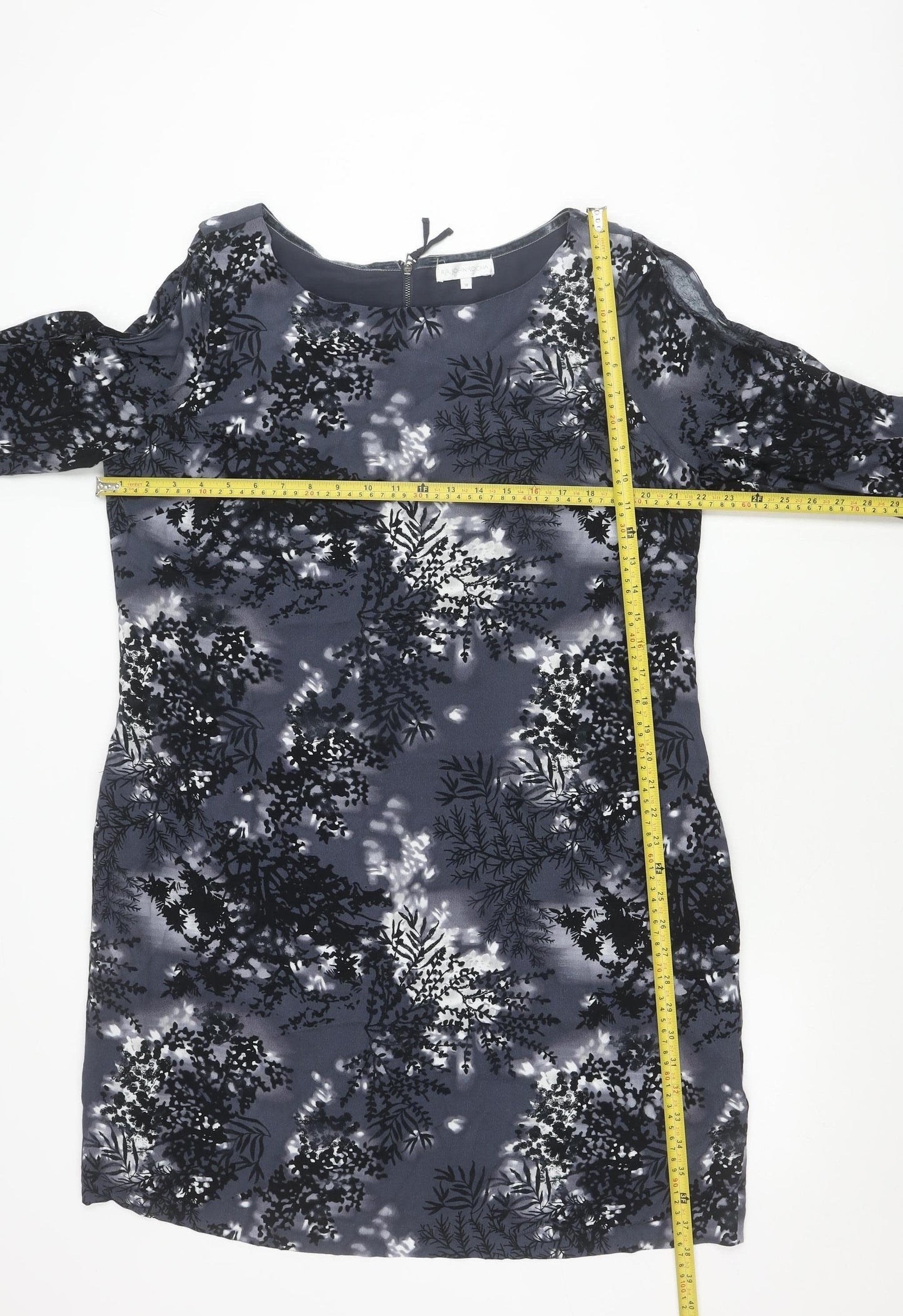 RJR John Rocha Womens Grey Floral Knee Length Shift Dress Size 18