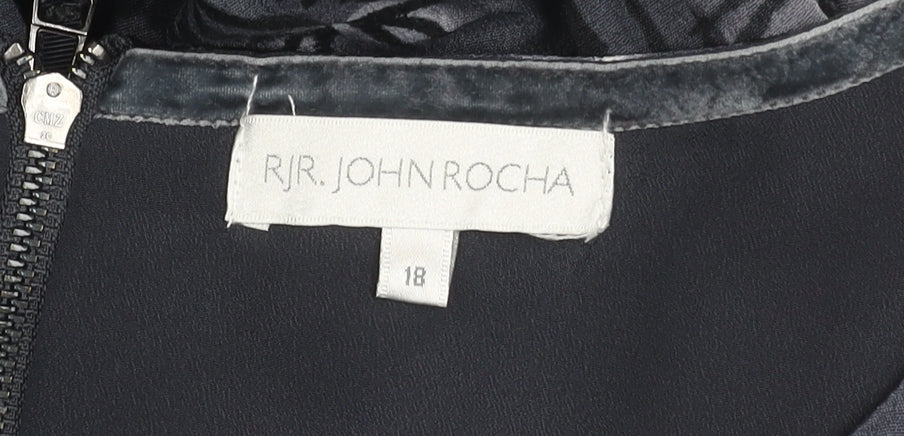 RJR John Rocha Womens Grey Floral Knee Length Shift Dress Size 18