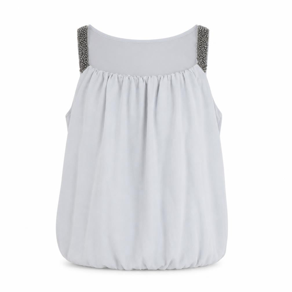 Dorothy Perkins Womens Grey Beaded Tank Top UK 12 Sleeveless Chiffon