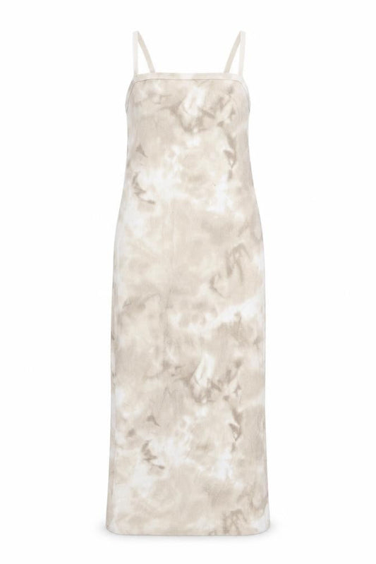 Zara Women Beige Tie Dye Slip Dress Size S Scoop Neck Midi