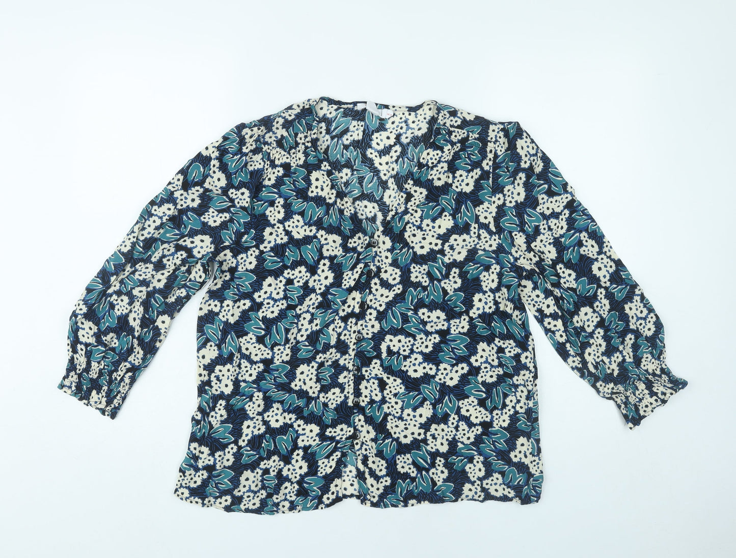 Finery Women’s Multicoloured Floral Blouse UK 16 Viscose Top
