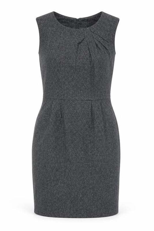 Monsoon Women’s Grey Wool Blend Sheath Dress UK 8 Knee Length Workwear