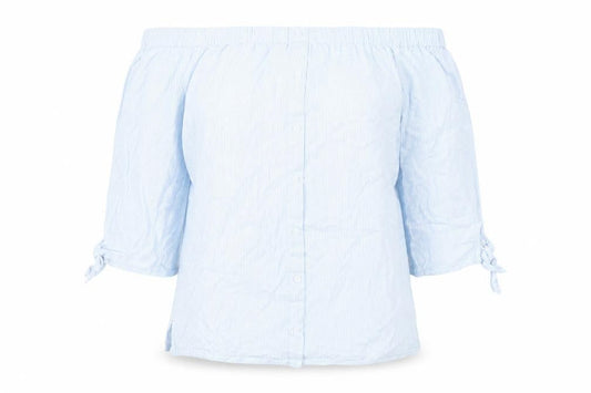 Dorothy Perkins Women’s Blue Striped Off Shoulder Blouse Size 10