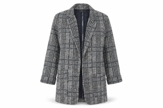 F&F Women's Grey Check Coat UK 12 Mid-Length Overcoat