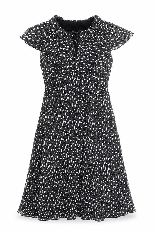 Linea Women’s Black Animal Print Silk A-Line Dress Size 12