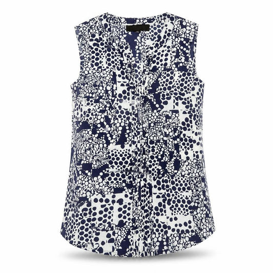 Paul Costelloe Women’s Blue Geometric Sleeveless Blouse UK 10