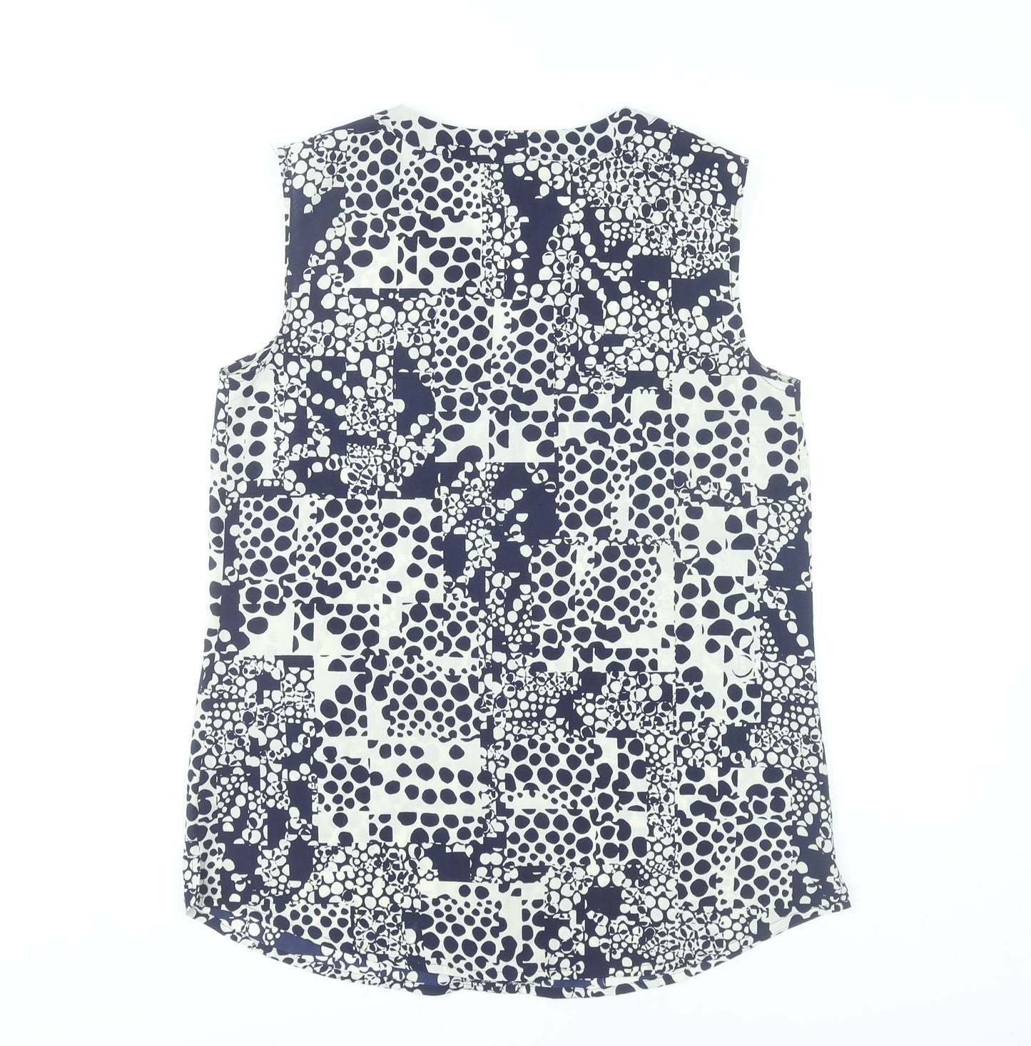 Paul Costelloe Women’s Blue Geometric Sleeveless Blouse UK 10