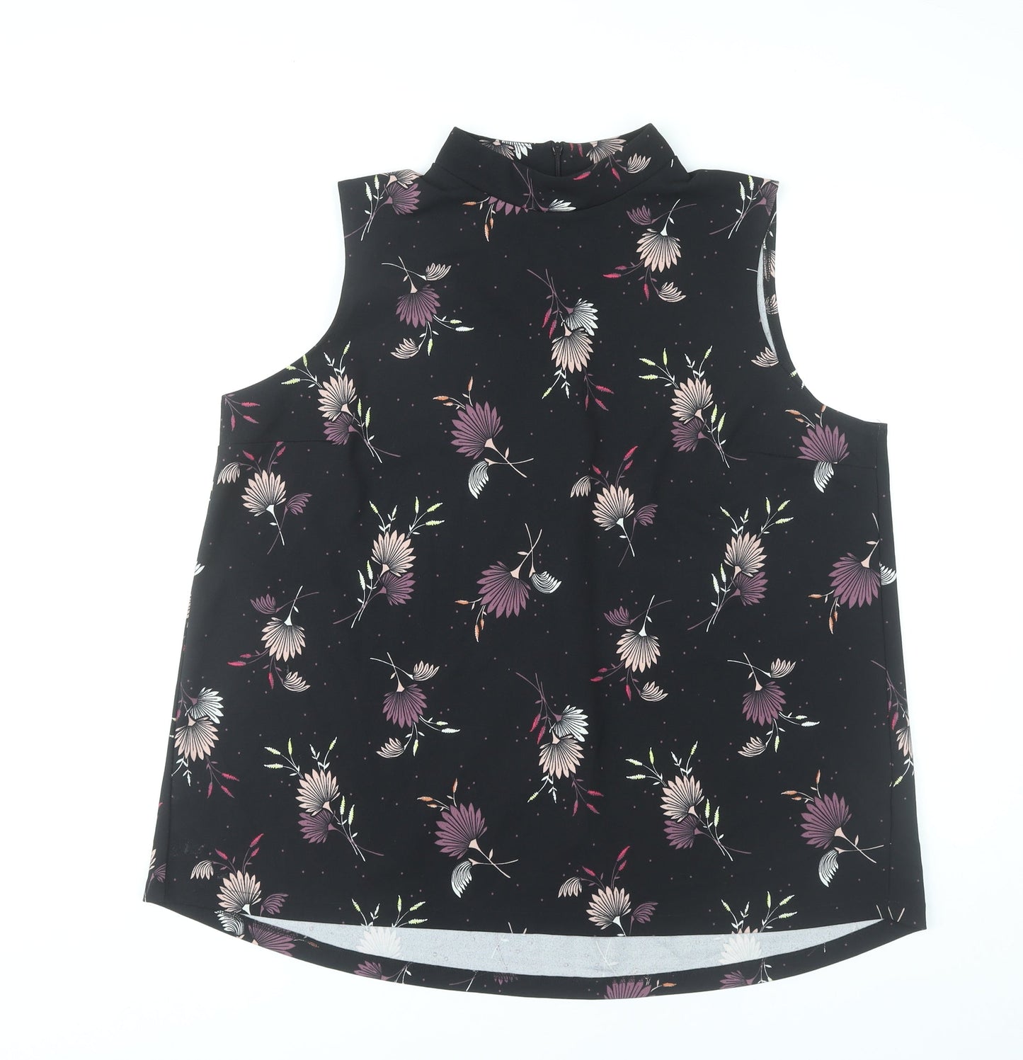 Next Womens Black Floral Sleeveless High Neck Blouse UK 20