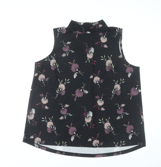 Next Womens Black Floral Sleeveless High Neck Blouse UK 20