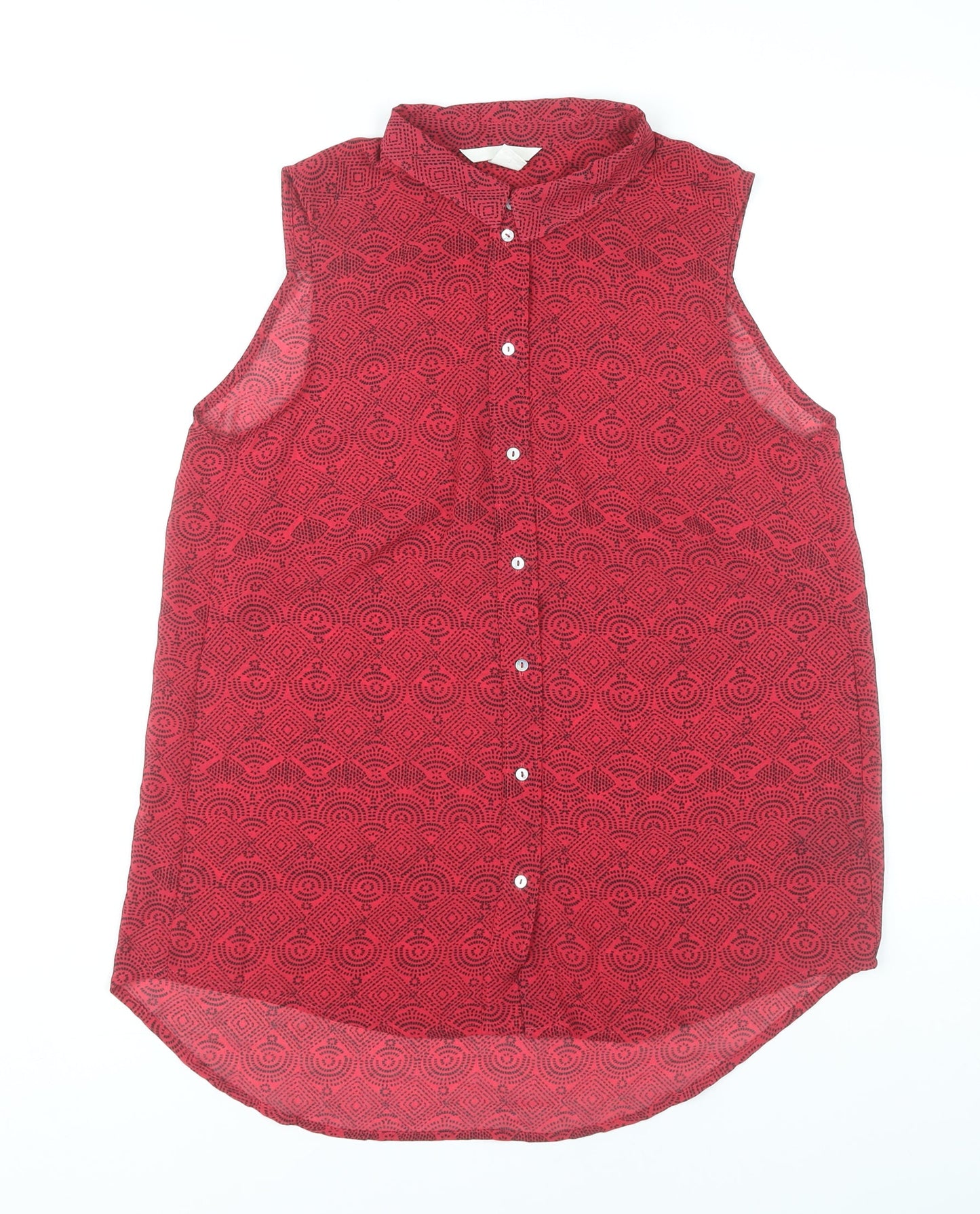 H&M Women’s Red Geometric Sleeveless Blouse Size 8