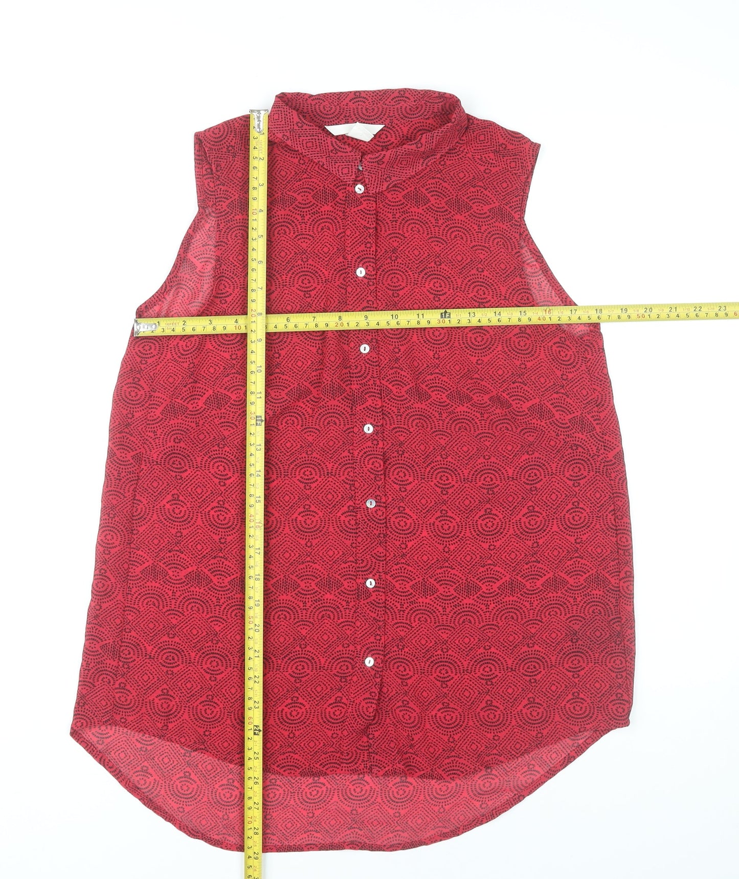 H&M Women’s Red Geometric Sleeveless Blouse Size 8