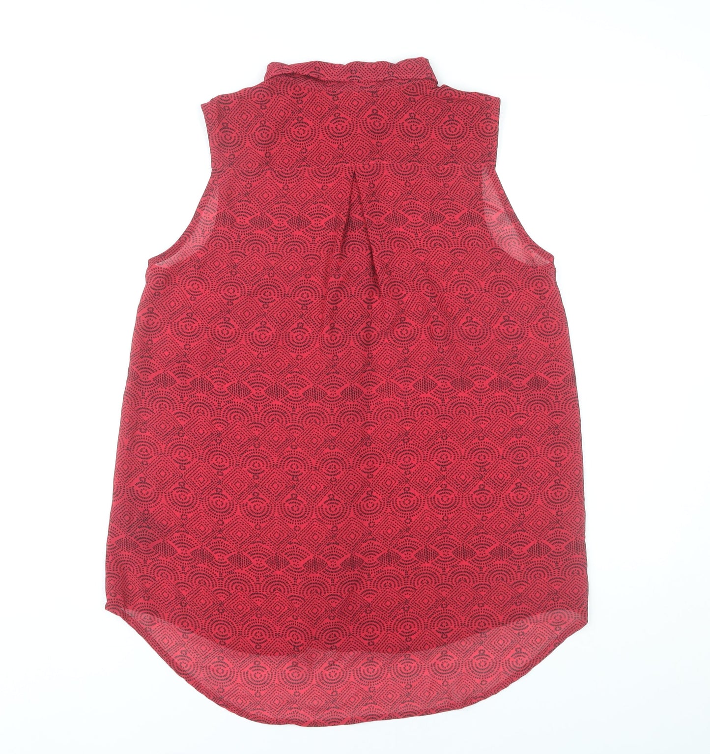 H&M Women’s Red Geometric Sleeveless Blouse Size 8