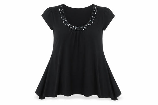 Wallis Women Black M Trapeze Swing Dress Beaded Scoop Neck Party