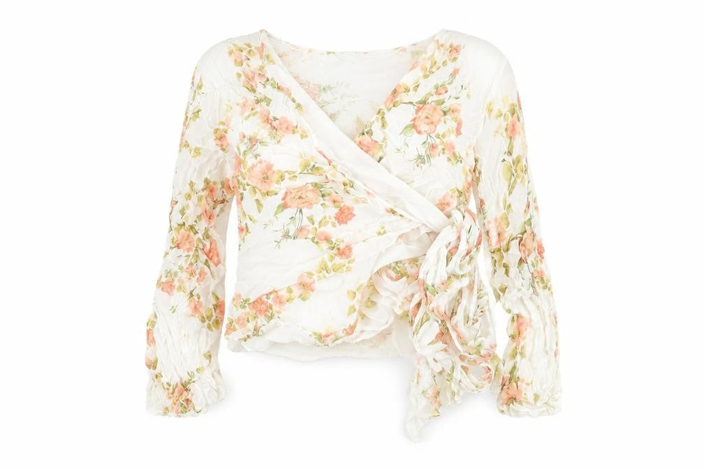 Zara Woman Floral Wrap Blouse Women Multicoloured Size S Long Sleeve