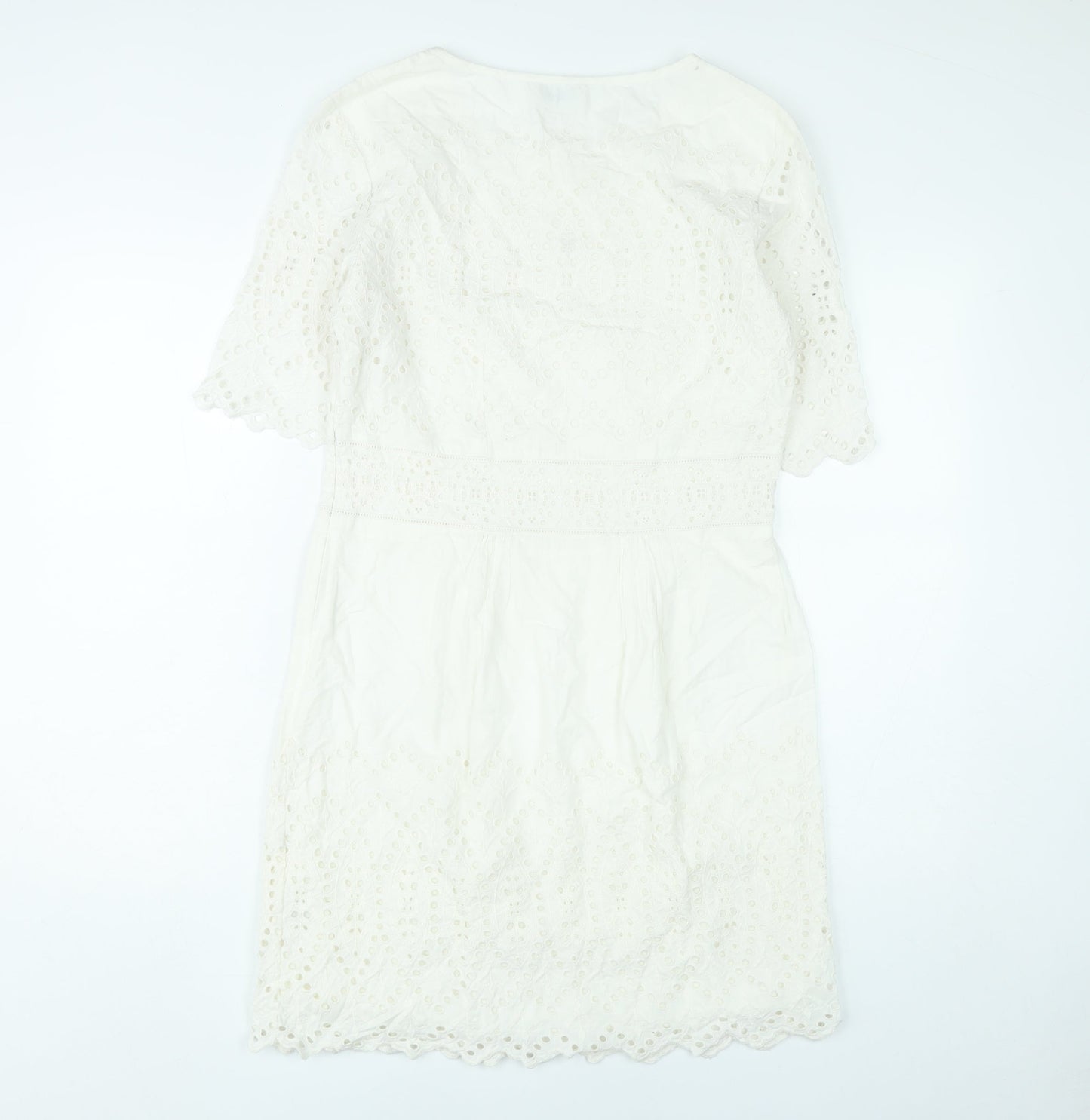 Whistles Women’s Ivory Cotton Shift Dress Size 8 Knee Length